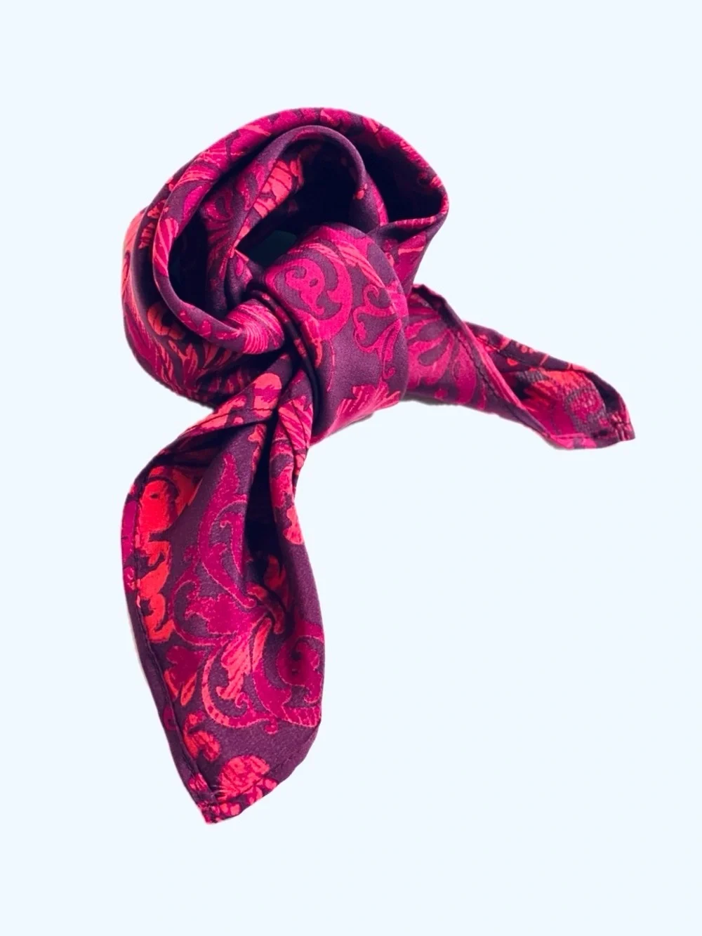 NWT SILKLETTE Floral Mosaic 100% Fine Silk Kerchief Scarf Red/Deep Purple